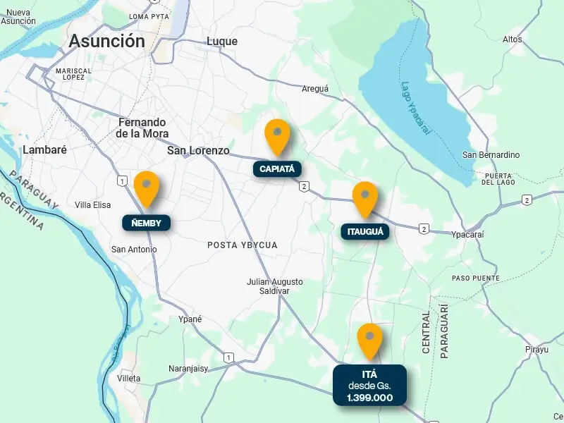 Ubicaciones Unakasa departamento Central